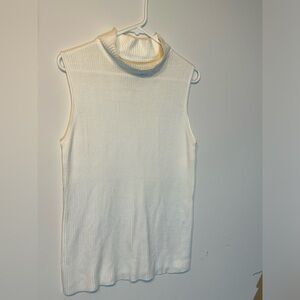 Dana Buchanan Sleeveless Knit Mock Neck Top White